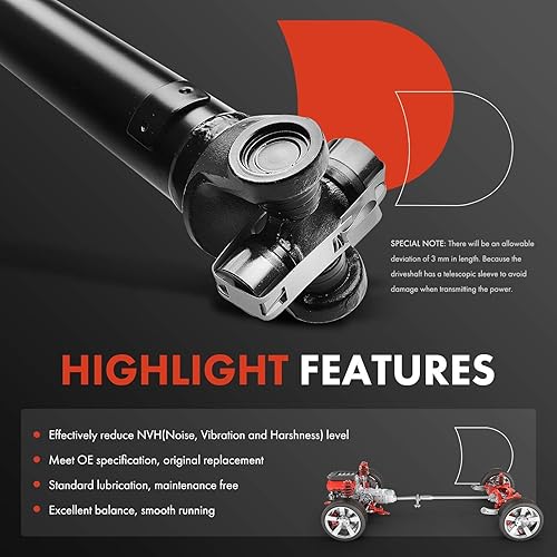 Miniatura 5 de A-Premium Conjunto de eje de transmisión completo delantero compatible con Jeep Grand Cherokee 2002 2003 2004, L6 4.0L, repuesto # 52105884AA