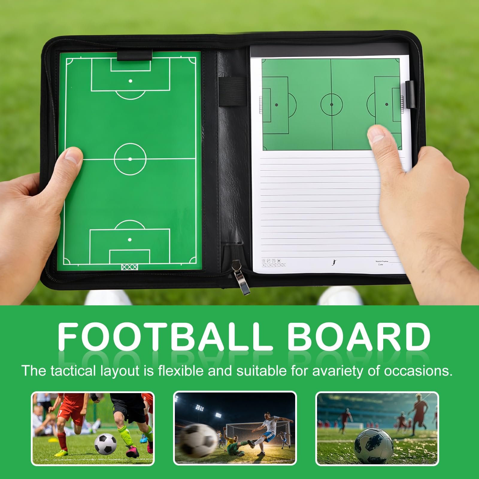 Taktikmappe Fußball,Trainer Taktiktafel Fußball Mit Pfeife,Fußball Taktiktafel,Taktikboard Fussball,Klappbar Trainermappe Für Spielanalyse,Trainingsplanung,Marker Stift Enthalten Magnetische Chips
