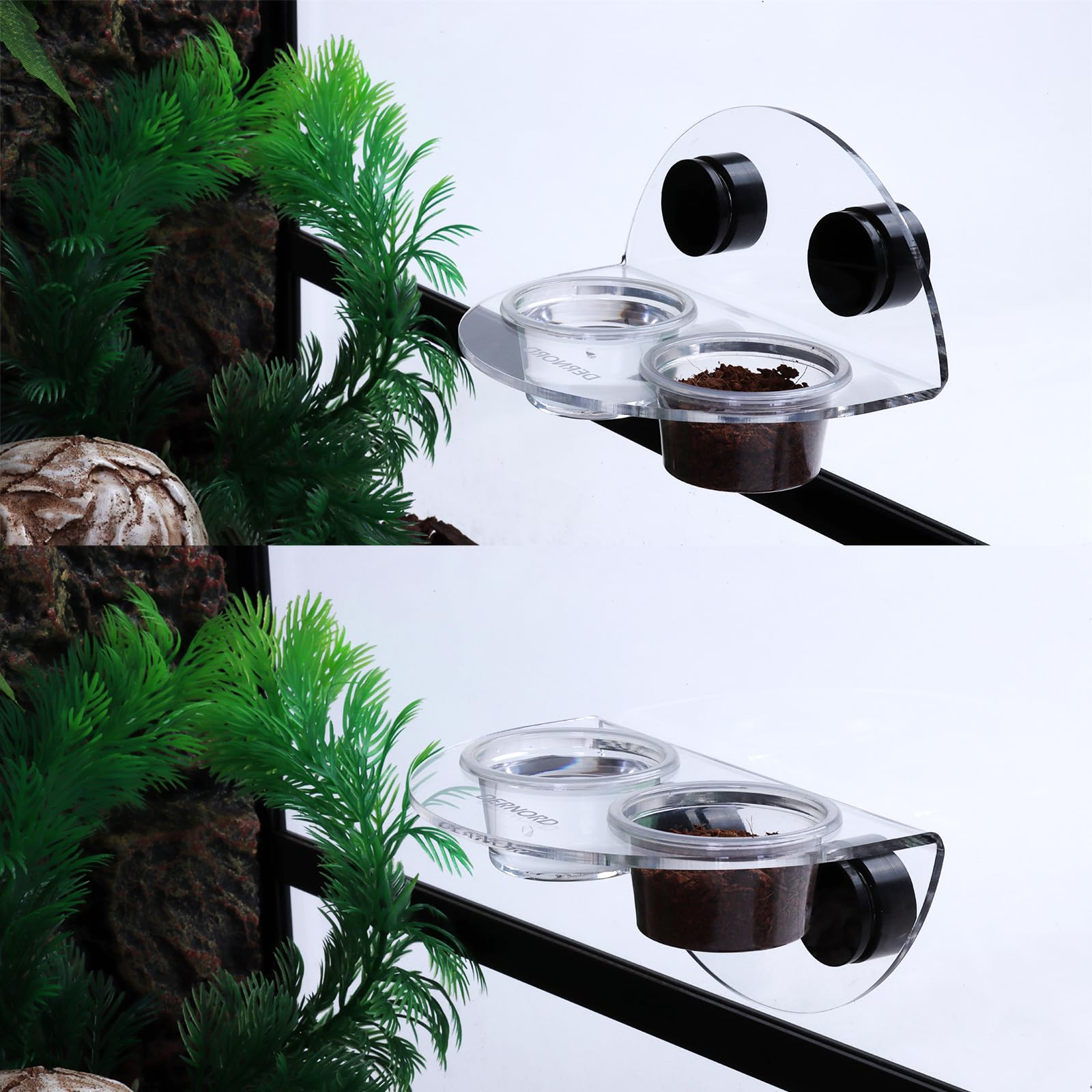 DERNORD Ledge Crested Gecko Feeding – Confezione da 6 ciotole per acqua per rettili, vivarium forte magnetico per lucertola drago barbuto