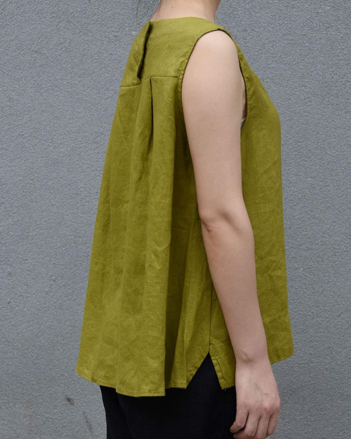 IXIMO Women's 100% Linen Sleeveless Tank Tops Summer Shirts Casual Blouses - Image 3