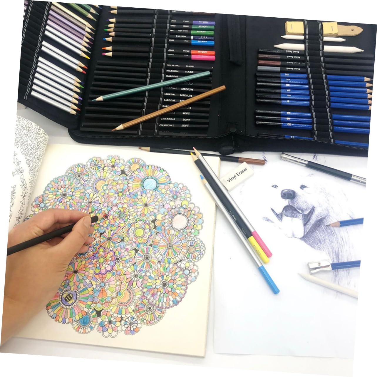 Set di Matite da Disegno 72 Pezzi per Ragazzo Ragazza e Studenti | Legno, Colori Vividi, per Scrapbook e Album da Colorare Adulti, Uso Sicuro