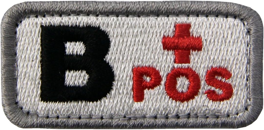Tactical Type B Positive Blood Type Patch Embroidered Morale Applique Fastener Hook & Loop Emblem - Red & Black