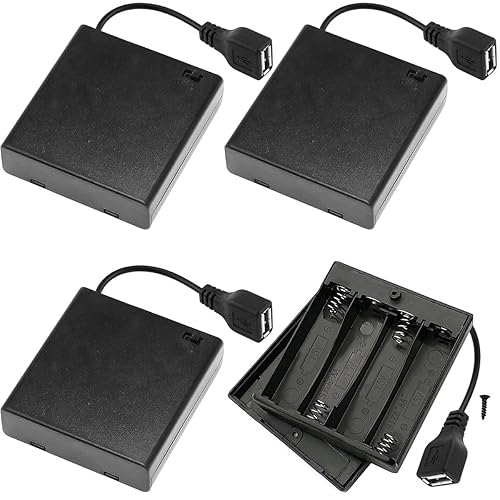 4 piezas 4 AA soporte de batería USB interruptor, 6 V USB hembra zócalo, 4 x 1.5V AA caja caja caja titular interruptor de encendido/apagado para