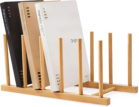 HBlife Desk File Organizer 1 Pack Bamboo 5 Section Vertical File Sorter | Binder & Folder Holder for Home,Office & School