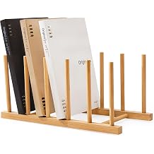 HBlife Desk File Organizer 5 Section Upright File Sorter, 1 Pack Bamboo File Holder for Home, Office & School