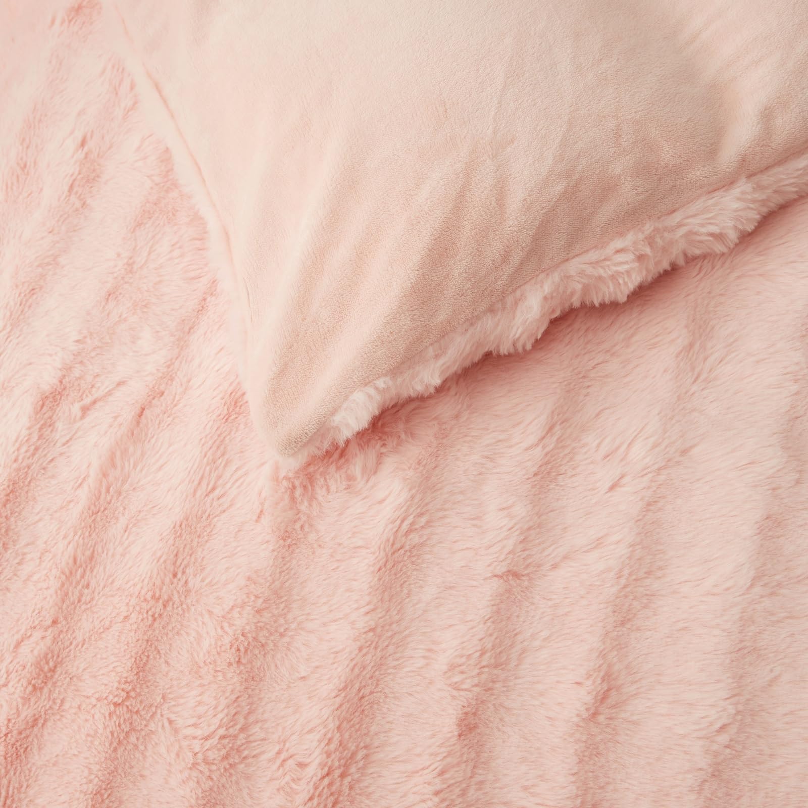 Luowei Ropa de cama de felpa de invierno de 135 x 200 cm, color rosa cálido, acogedora, mullida, de forro polar, ropa de cama de lujo reversible para niña, funda nórdica con cremallera y funda de