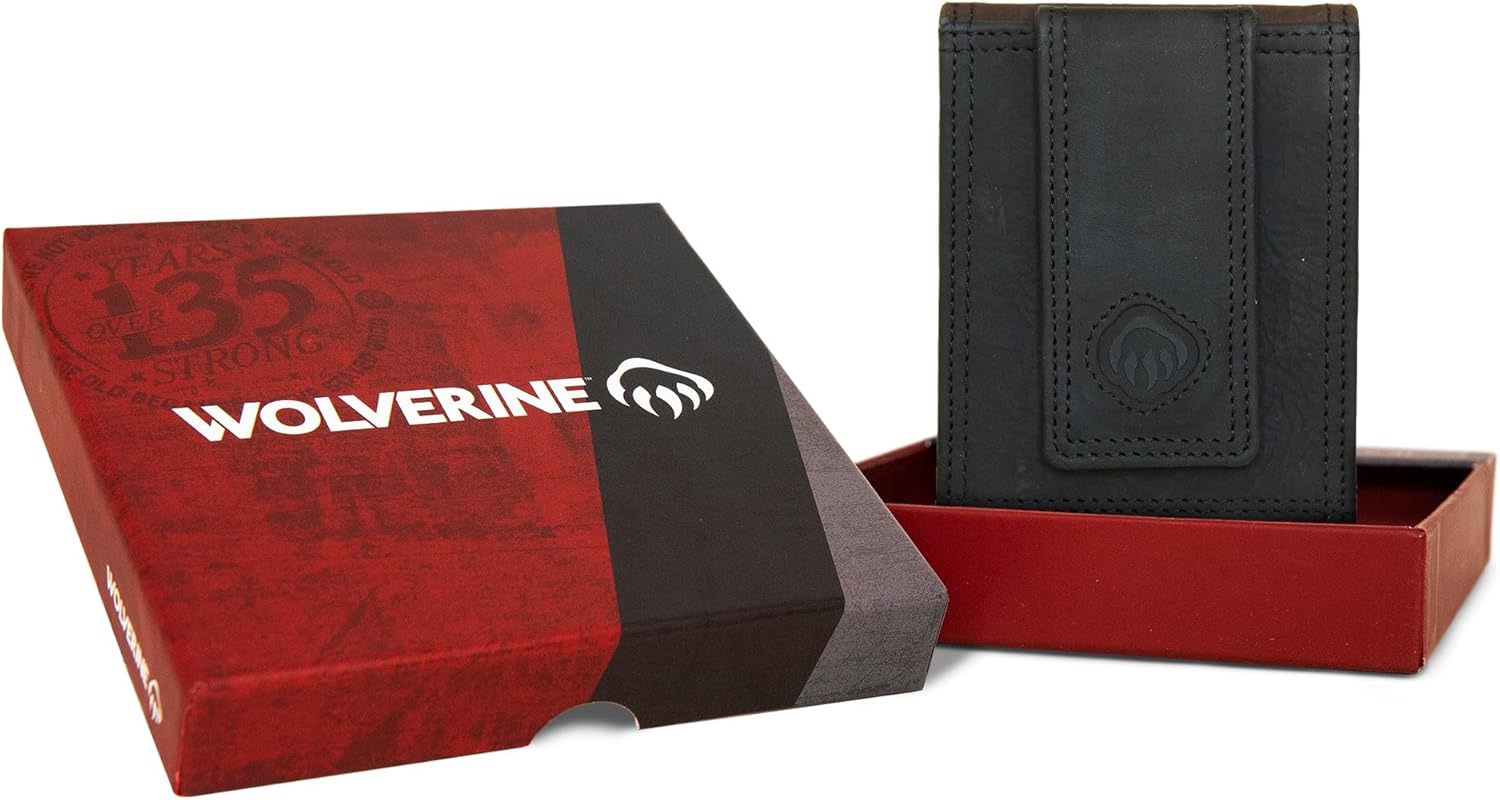 WOLVERINE Men's Slim Wallet | Money Clip | RFID Protection | ID Window | Leather | Canvas