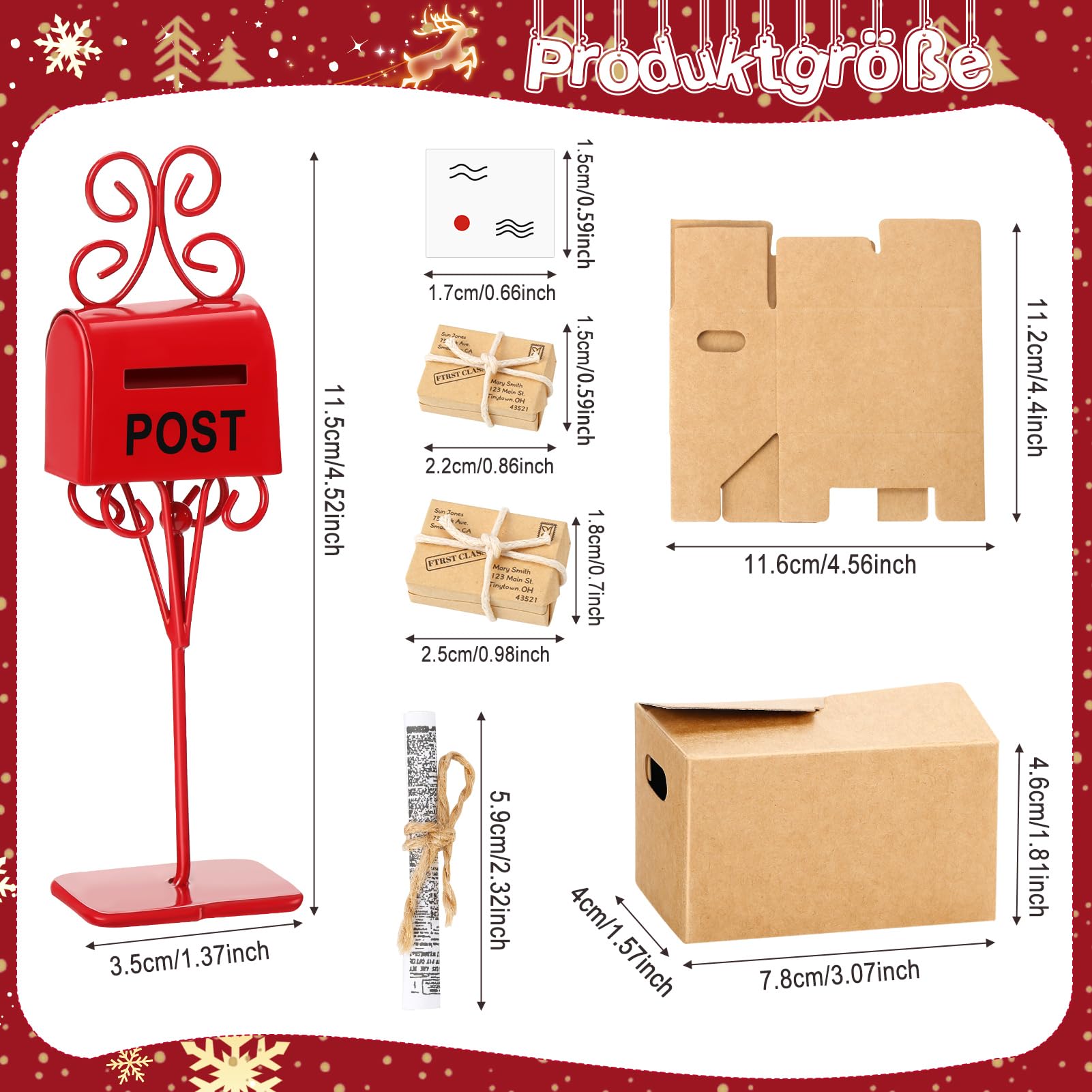 Set Accessori In Miniatura Per Casa Delle Bambole: 3 Pacchi, 3 Scatole, 3 Cartoline, Cassetta Postale E Giornale, Scala 1:12 - 2