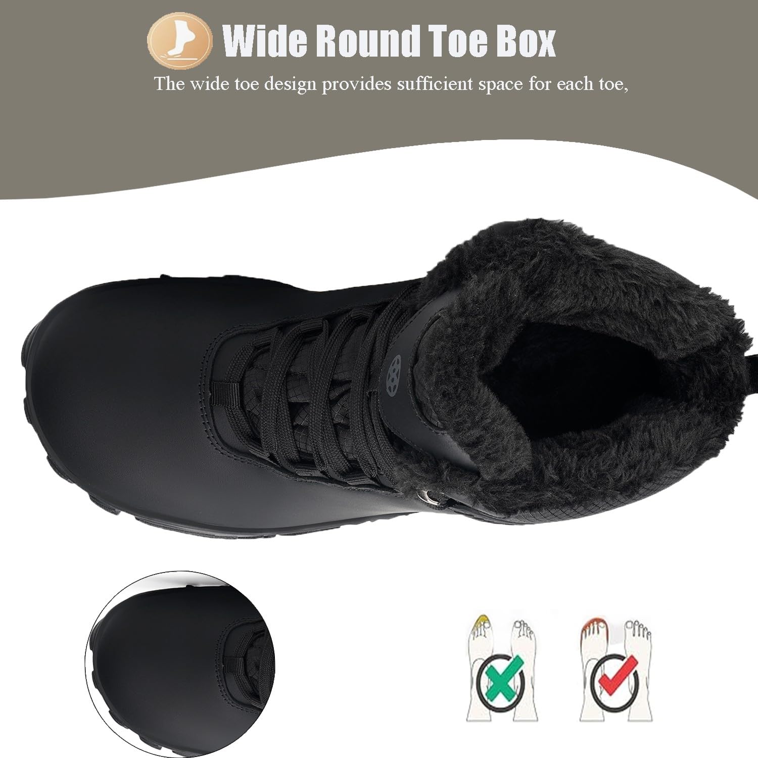 Barefoot Stivali Uomo Donna Inverno Impermeabili Stivaletti da Neve Imbottitura Calda Stivali alla Caviglia Punta Larga Outdoor