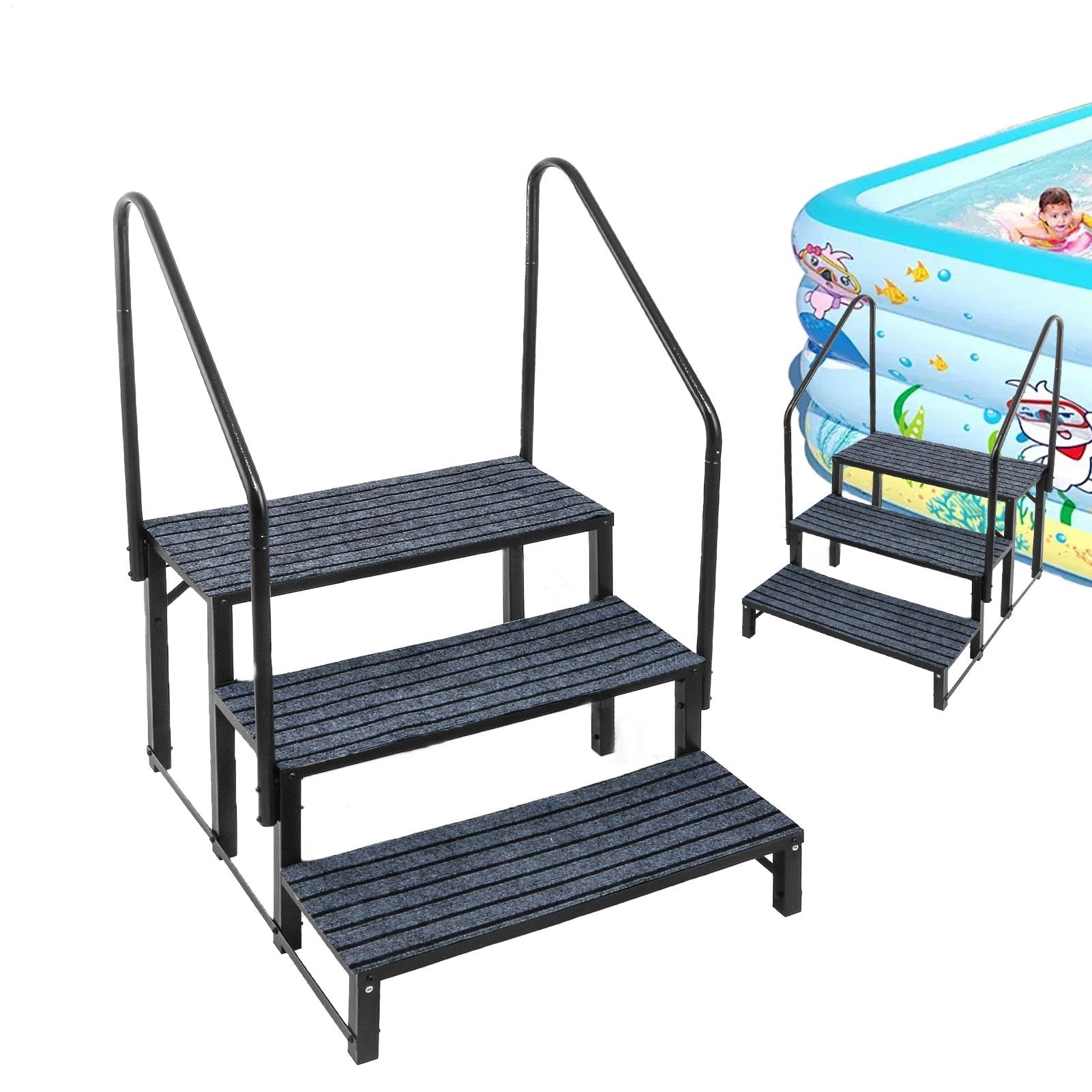 Wohnmobil-Treppe, tragbare 3-stufige Wohnmobilleiter, robuste Wohnwagentreppe mit Handlauf, 200 kg, für Reiseanhänger, Spa, Haustiersicherheit