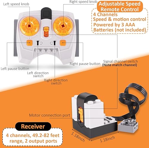 Miniatura 4 de Kit de motor 9 en 1 de WEERSHUN compatible con la mayoría de bloques de construcción con clavos, set de motor con potentes motores, control remoto