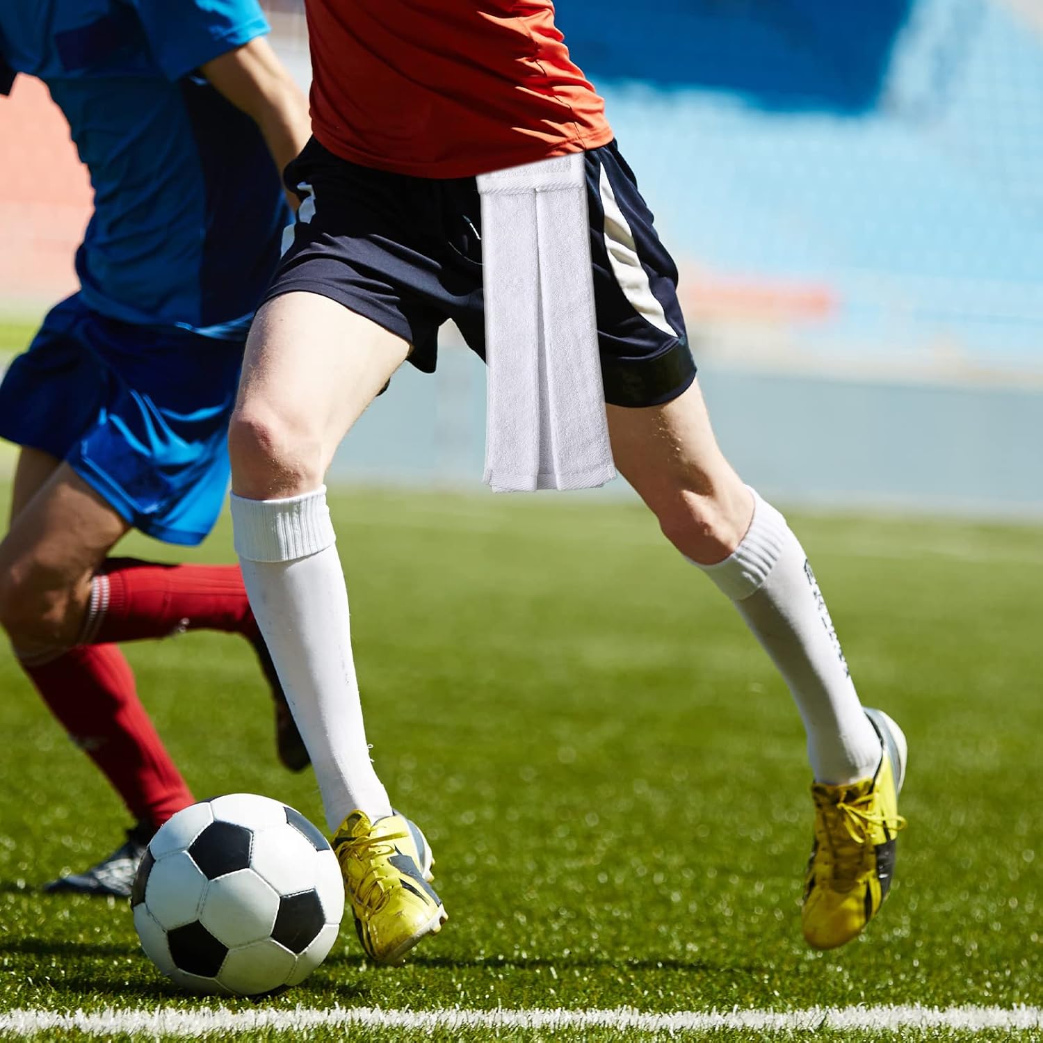 Moukeren 6 Pcs Football Towel Cotton Quarterback Football Field Hand Towel with Hook and Loop Fastener for Sports Football Golf Gym Accessories(White) - Image 6