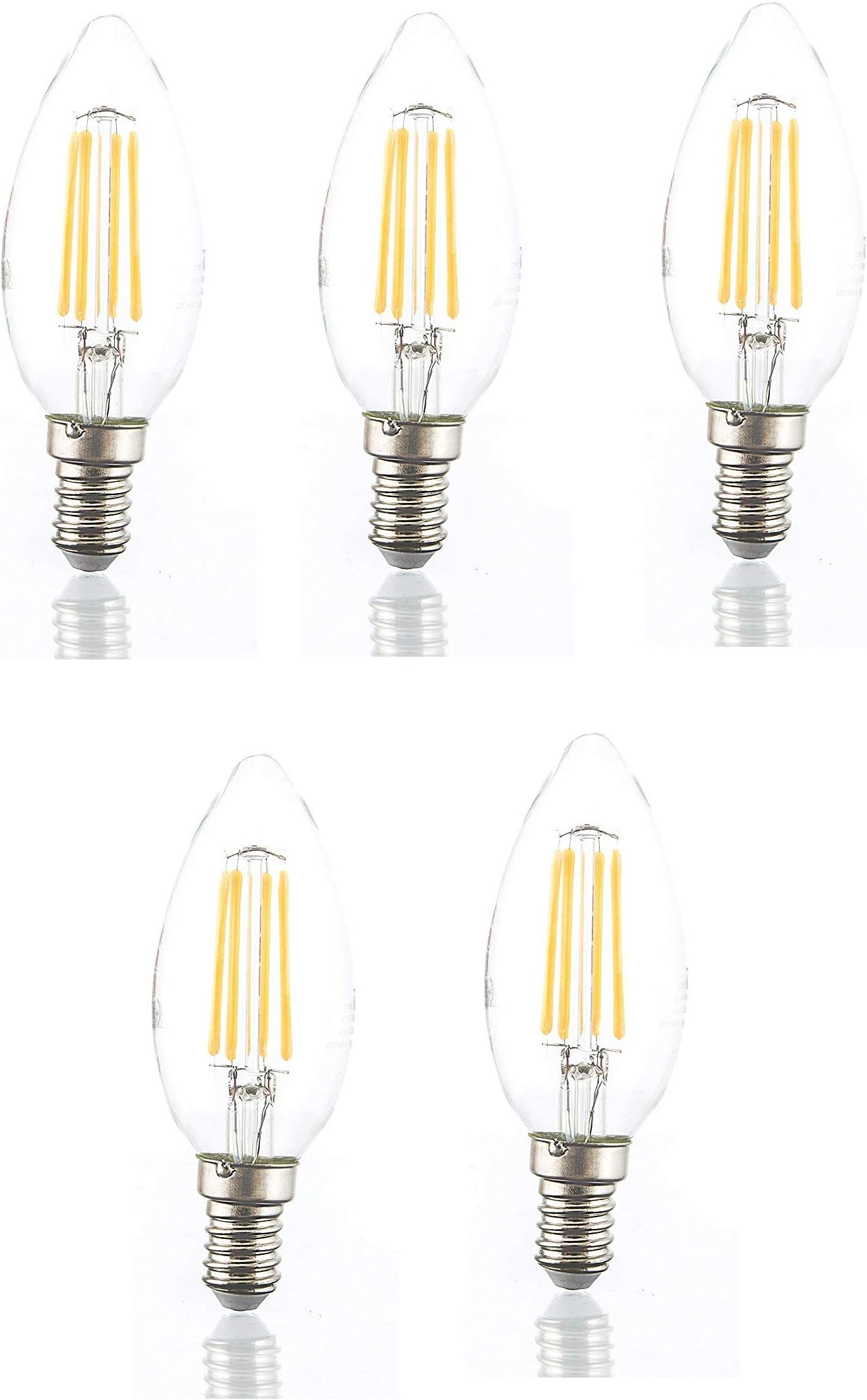 Pack of 5 E14 incandescent LED Candle 4 W (replaces 40 W)/400lm/3000 K (Warm White)/360 ° beam angle/230 V AC [A + + Energy Rating Shipped from Germany, E14, 4 wattsW, 230 voltsV [Energy Class A++]