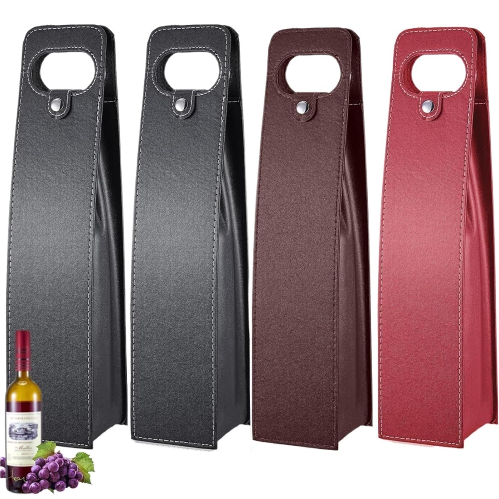 Borsa regalo per vino Borsa tote per vino Borsa riutilizzabile in pelle porta vino borsa titolare singola bottiglia champagne birra sacchetti regalo per matrimonio festa di compleanno, Rosso