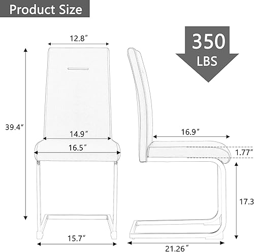 Miniatura 3 de WEKEOT Black Dining Chairs Set of 4 Dining Room Chairs Modern Dining Chairs with Leather Upholstered and High Back Metal Chrome Legs Sillas De