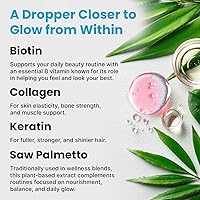 Vista 3 de Paquete de 2 unidades de biotina líquida de queratina de colágeno y palmetto de 25000 mcg gotas de vitaminas 4 en 1 para la piel y las uñas