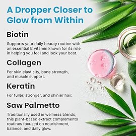 Liquid Collagen Peptides for Women - Serum Complex with Biotin Vitamin, Hydrolyzed Keratin Protein and Saw Palmetto - Comprehensive Formula for Hair, Skin, and Nails Wellness - 2fl oz (Pack of 1)