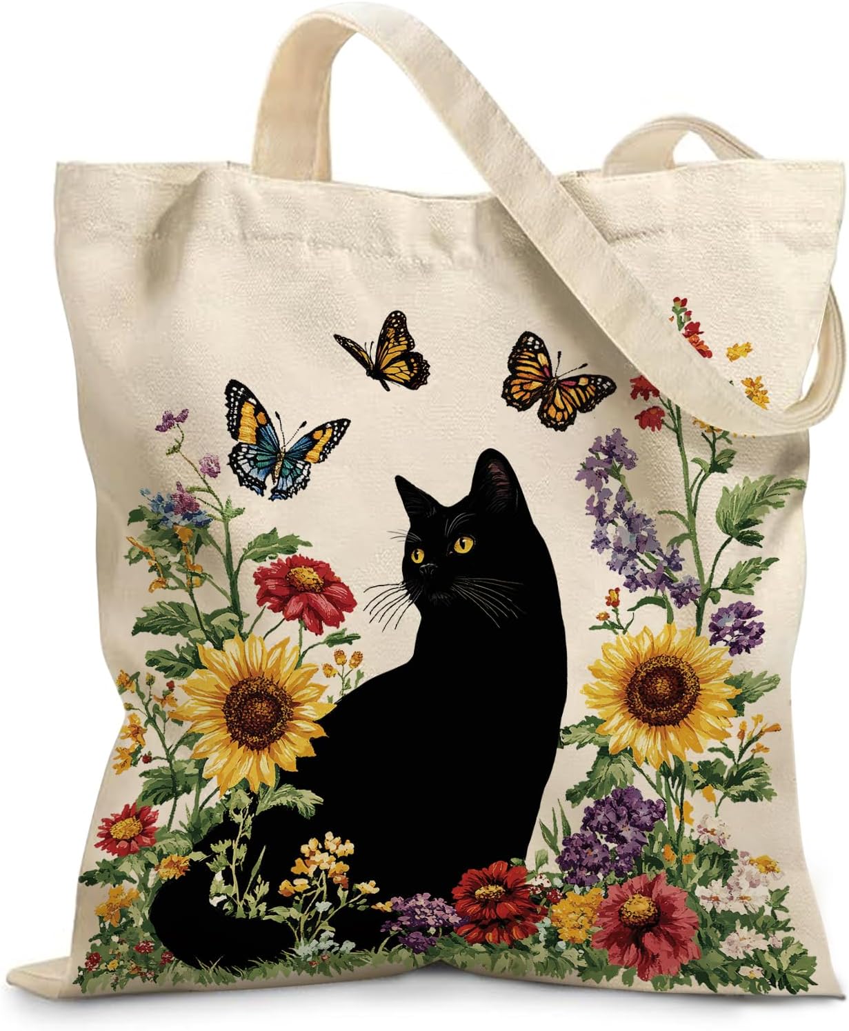 Aesthetic Canvas Tote Bag for Women - with Magnetic Snap Closure & Zipper Inner Pocket Reusable Bag for Shopping