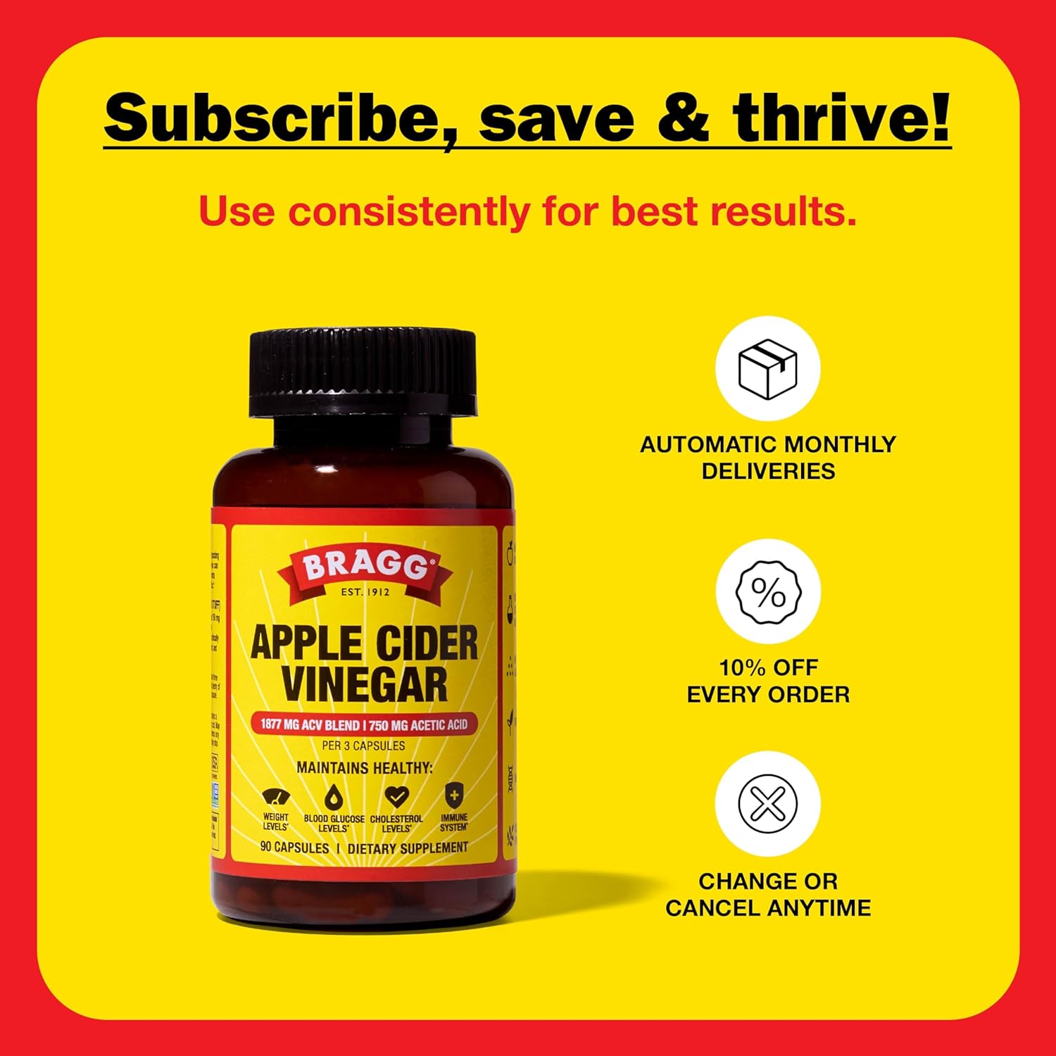 Bragg Organic Apple Cider Vinegar Capsules with Vitamin D and Zinc - 90 Count - Supports Immune System - Image 6