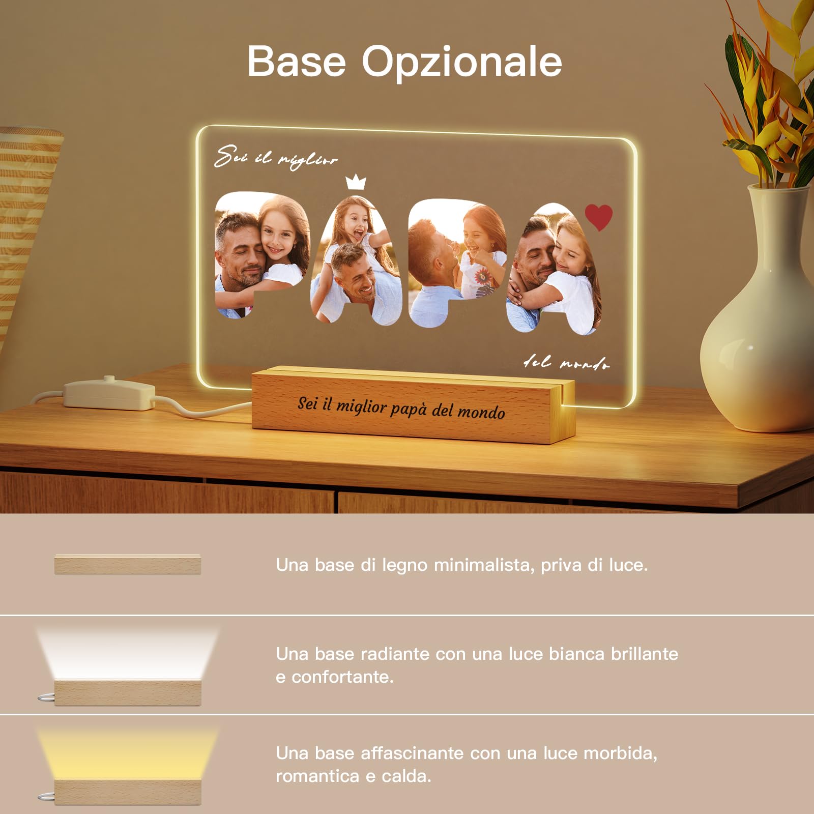 Regalo cornice per foto personalizzata per la festa del papà - Regalo per foto in legno personalizzato per la prima festa del papà per papà - Regalo per marito, da figlio figlia o bambini - Italia