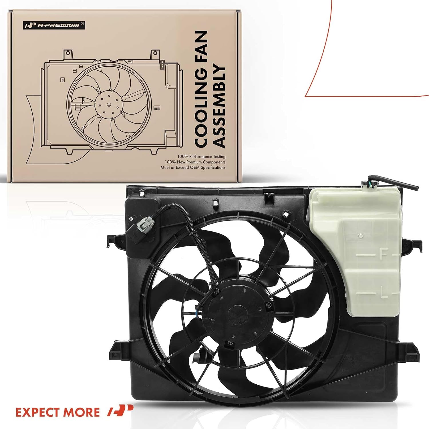 A-Premium Engine Radiator Cooling Fan Assembly Compatible with Kia Models - Forte 2010-2013, Forte Koup 2010-2013 - Replace# 253801M050, 253861M050