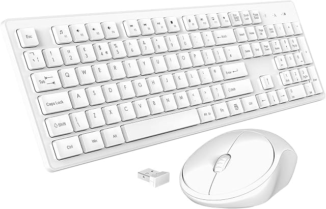 Wireless Keyboard & Mouse, TedGem Wireless Keyboard and Mouse 2.4G Mouse Keyboard Wireless Ergonomic Keyboard Mouse Set, 105 Keys for PC Desktops, Laptops, Mac OS & Windows (UK Layout) (White)