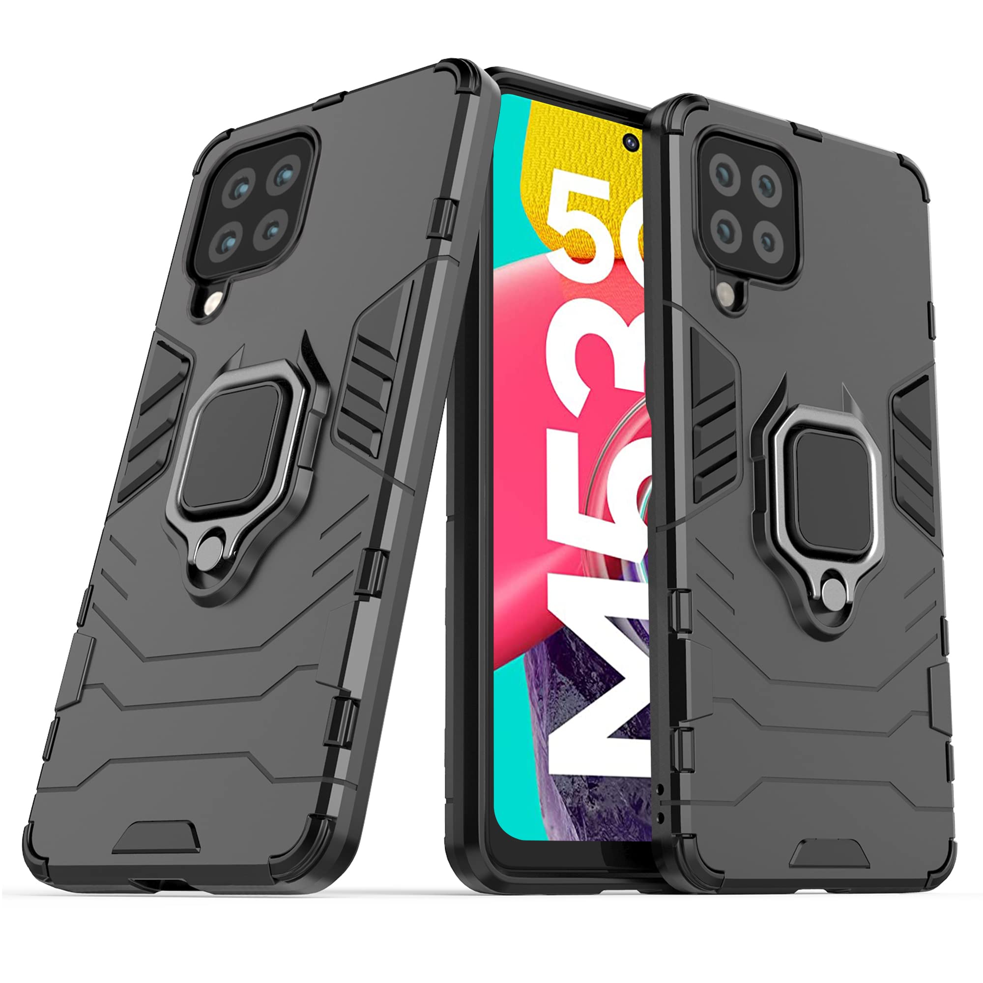 CEDO Rugged Samsung Galaxy M53 (5G) Defender Case | Rotating Ring Holder & Kickstand in-Built | Military Grade Armor | Bumper Back Cover (Black) (B0B28LLJTS) Amazon Price History, Amazon Price Tracker