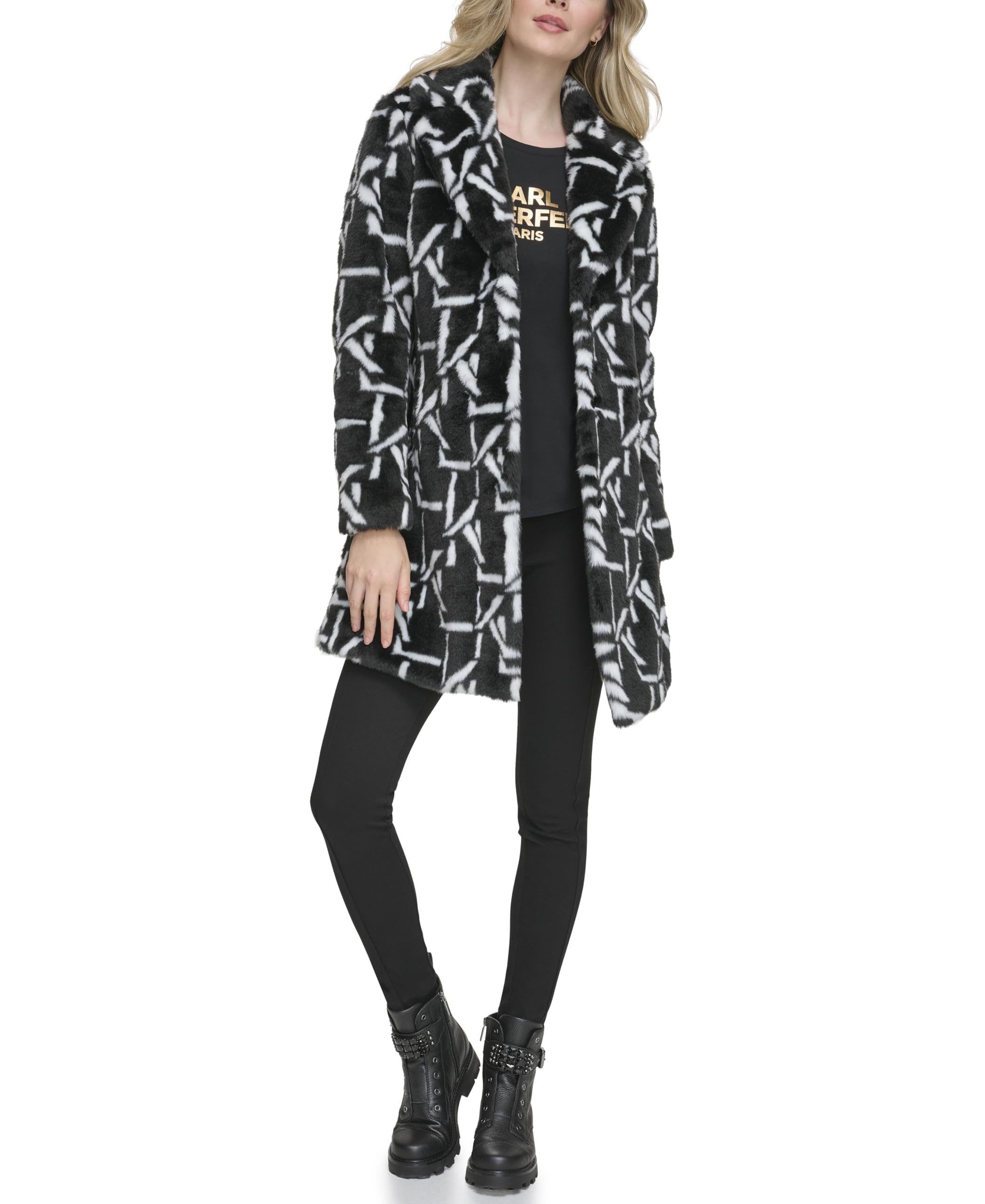 KARL LAGERFELD Women's Everyday Long Faux Fur