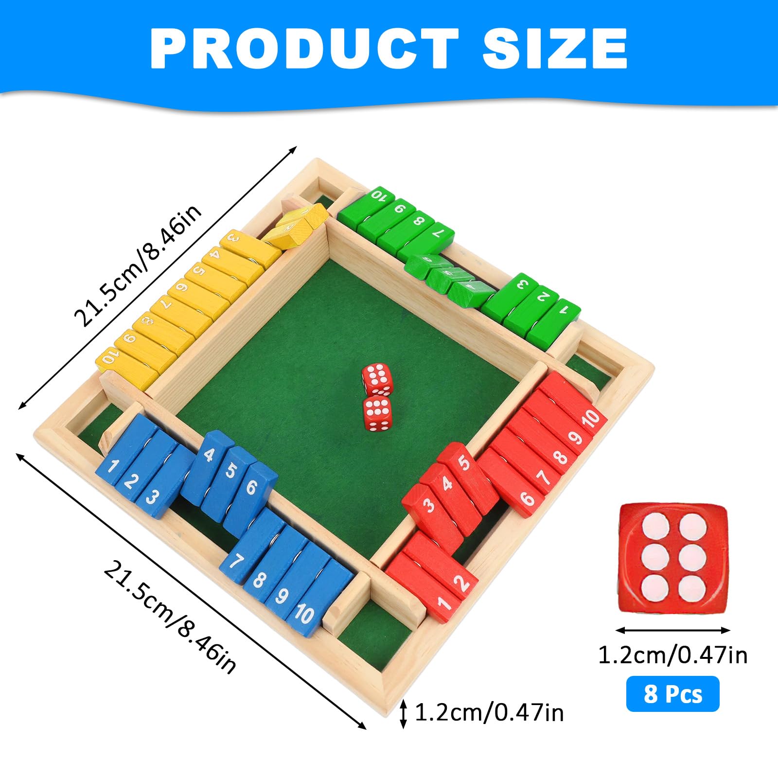 Shut The Box Brettspiel Für 4 Spieler – Holz-Mathematikspiel, Klassisches Würfelspiel Für Familie & Reisen