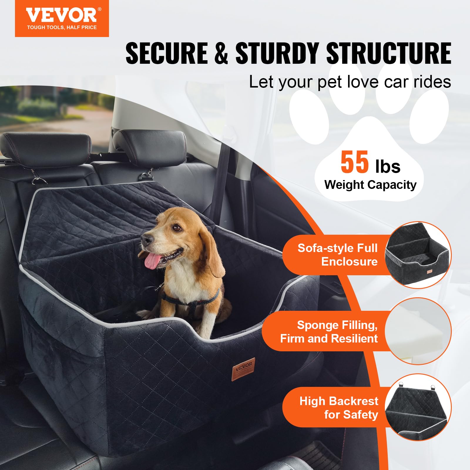 Cama Para Perros VEVOR Silla De Coche Para Perros Medianos Y