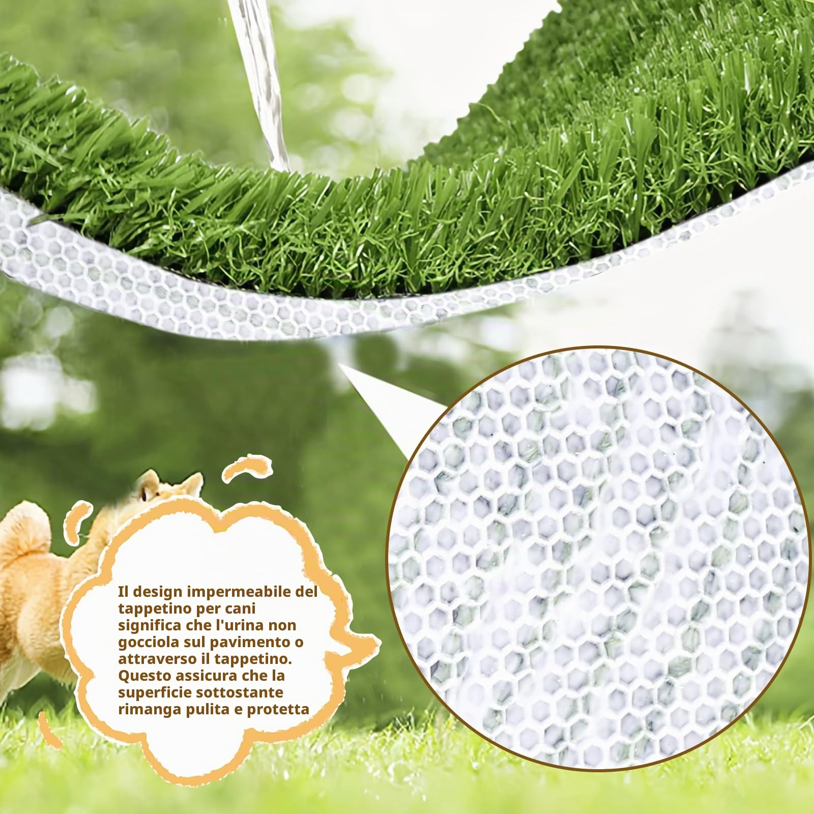 Lettiera per cani in erba artificiale, 50 x 70 cm, tappetino per allenamento per cani, lavabile, tappetino per cani, impermeabile, per casa, appartamento
