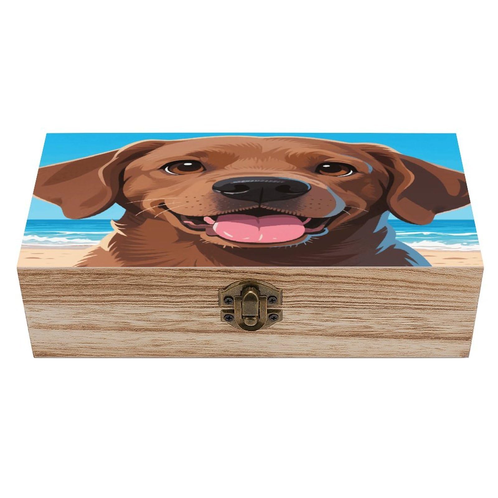 VstaDank Labrador Retriever Wooden Storage Box Vintage Wood Box with Lid Large Wooden Jewelry Boxes DIY Wood Gift Boxes Exquisite Jewelry Case Art Stash Keepsake Storage Case