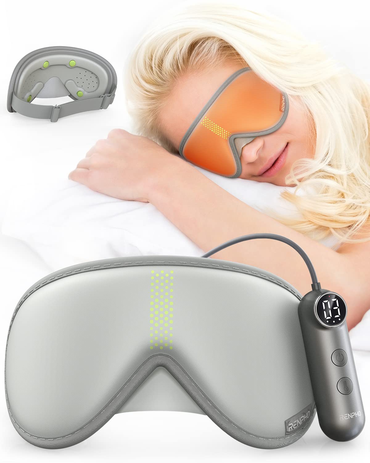 Heated Eye Masks with Vibration & 3-Class Heating, RENPHO Eye Massager for Relief Dry Eyes, Eye Strain, Dark Circles & Puffiness, 3D Light Blocking Sleep Mask, Eye Blinder for Travel : Beauty & Personal Care