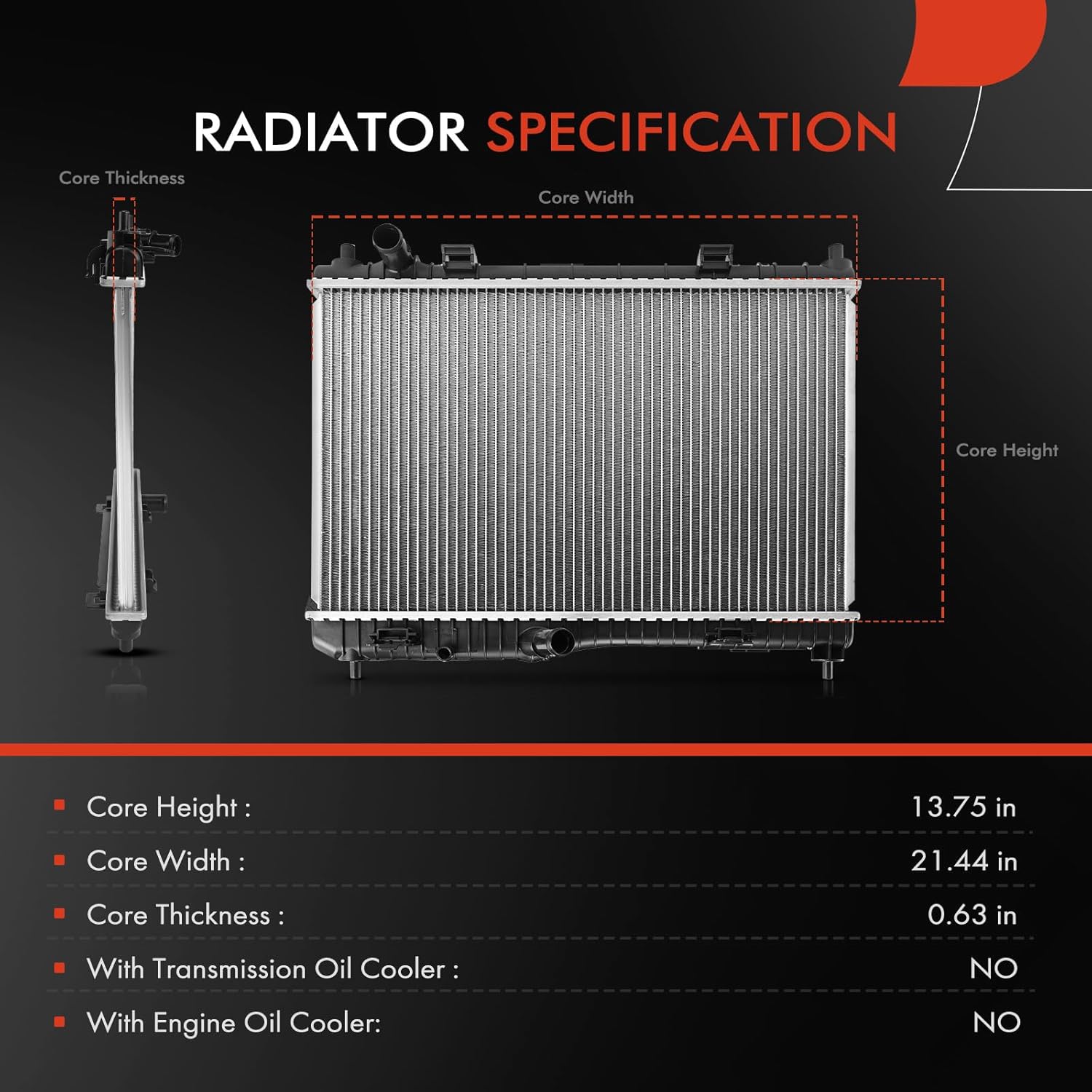 A-Premium Engine Coolant Radiator Assembly Compatible with Ford Fiesta 2001 2003-2018, 1.6L, Manual Transmission