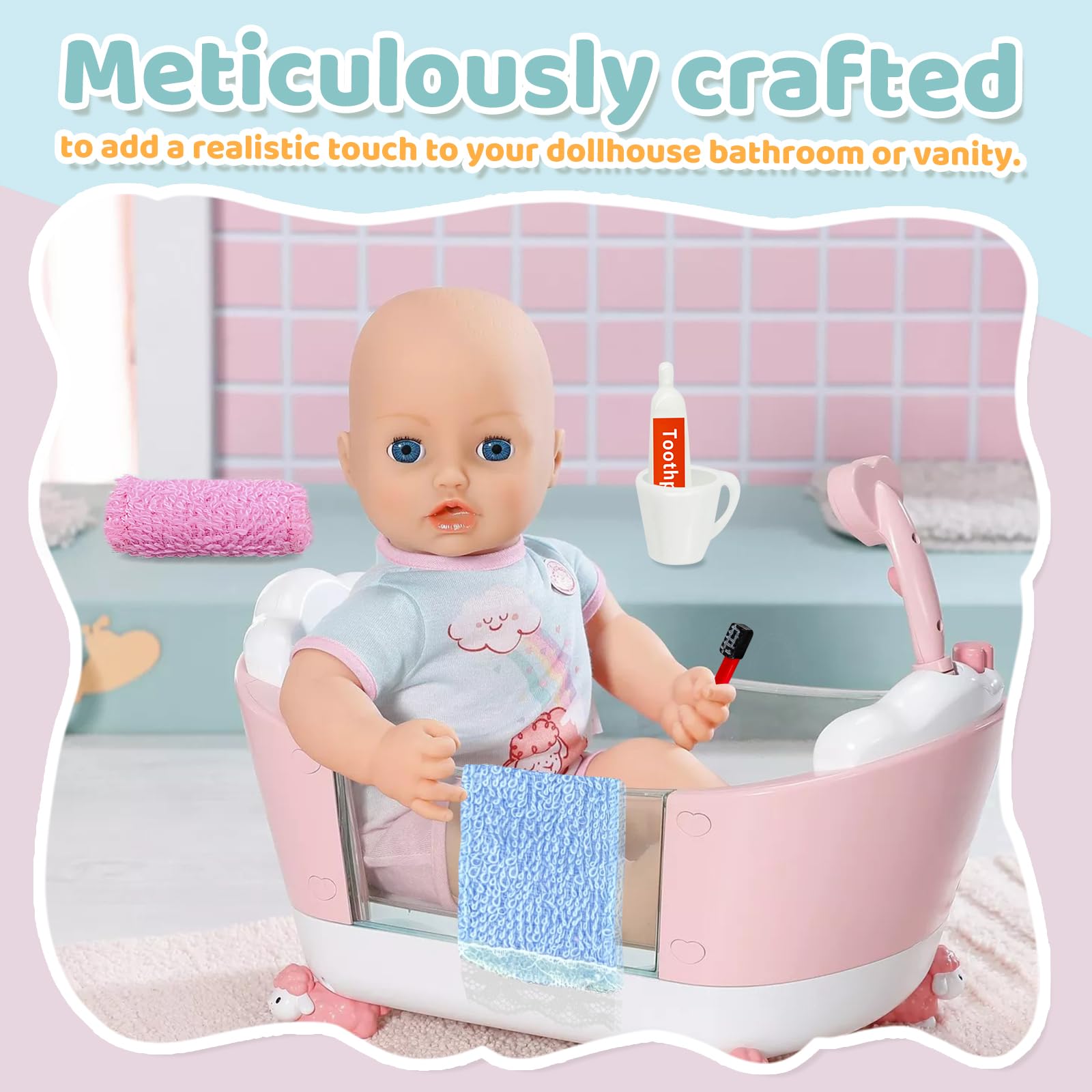 Ahysuet Wichtel Badezimmer Set - Miniatur Accessoires Für Wichteltür & Puppenhaus