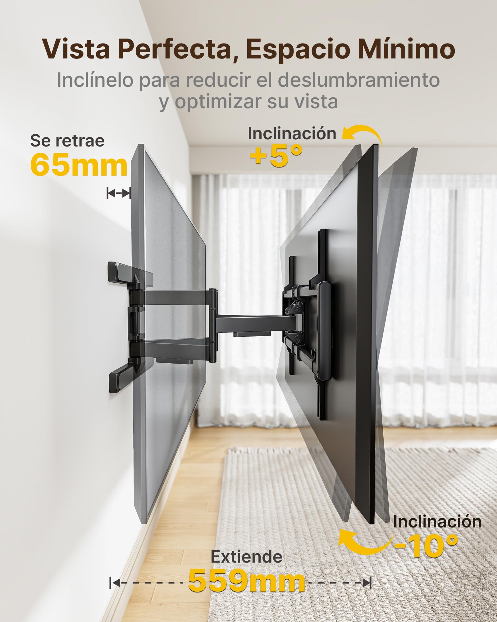 monTEK Soporte TV de Pared 43~95", VESA 800×400mm máx. Carga máx.60kg | Soporte de Televisor de Pared, Soporte de Pared, Modelo de Pared Con Brazos Oscilantes, Giratorio e Inclinable