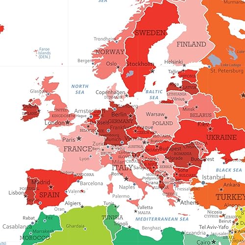 Vista 5 de Lienzo - Mapa de viaje personalizado con diseño colorido del mundo con marco negro rústico
