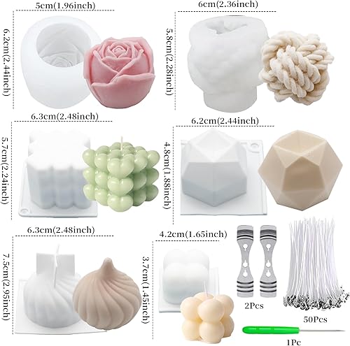Miniatura 2 de EuTengHao Juego de moldes de vela de silicona para hacer velas con mechas de vela, molde de silicona 3D para cera de soja, jabón, pasteles, postres,