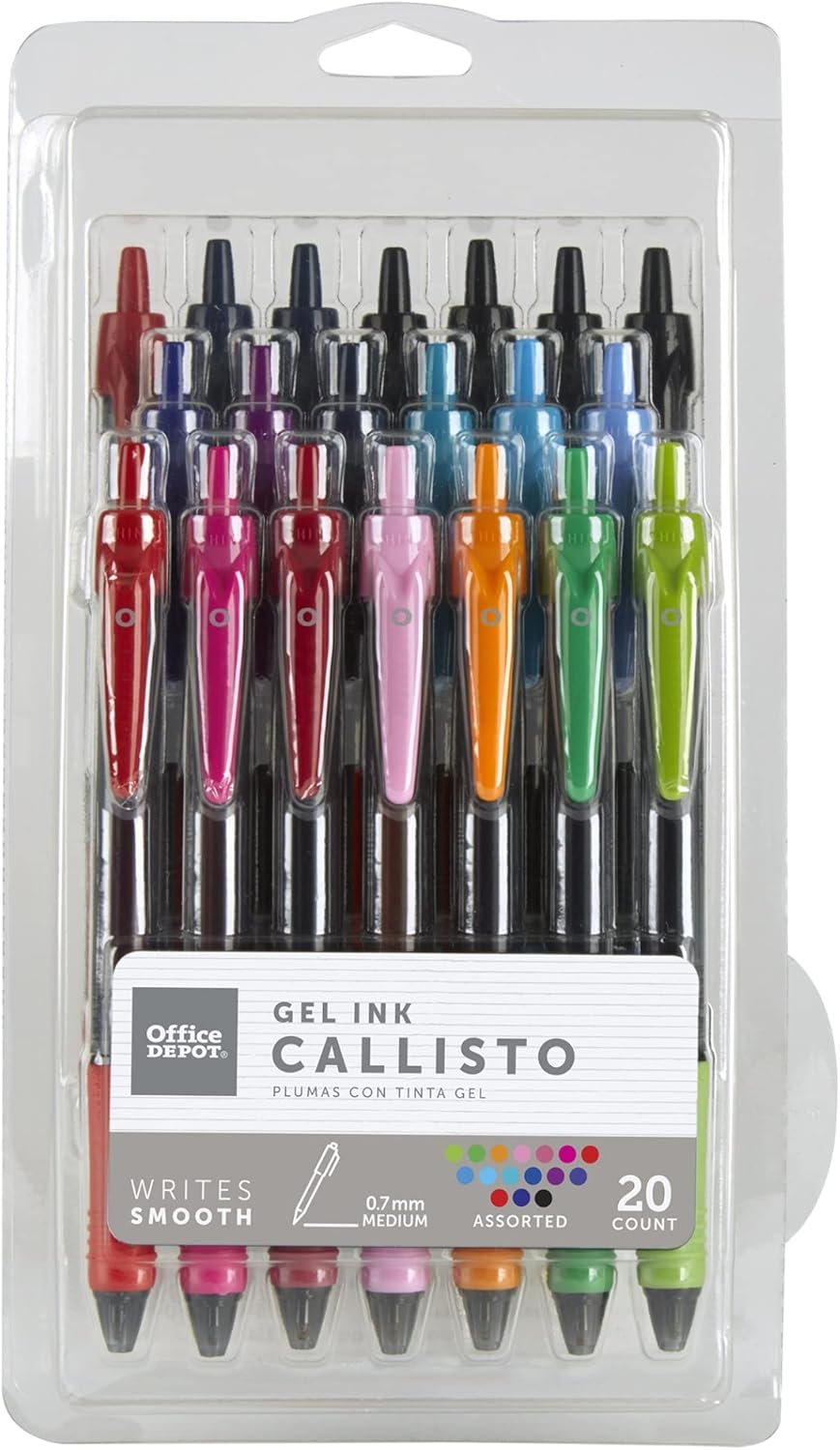 Office Depot Foray Gelio 20 Colorful Gel Ink Pens, 0.7mm Office Products