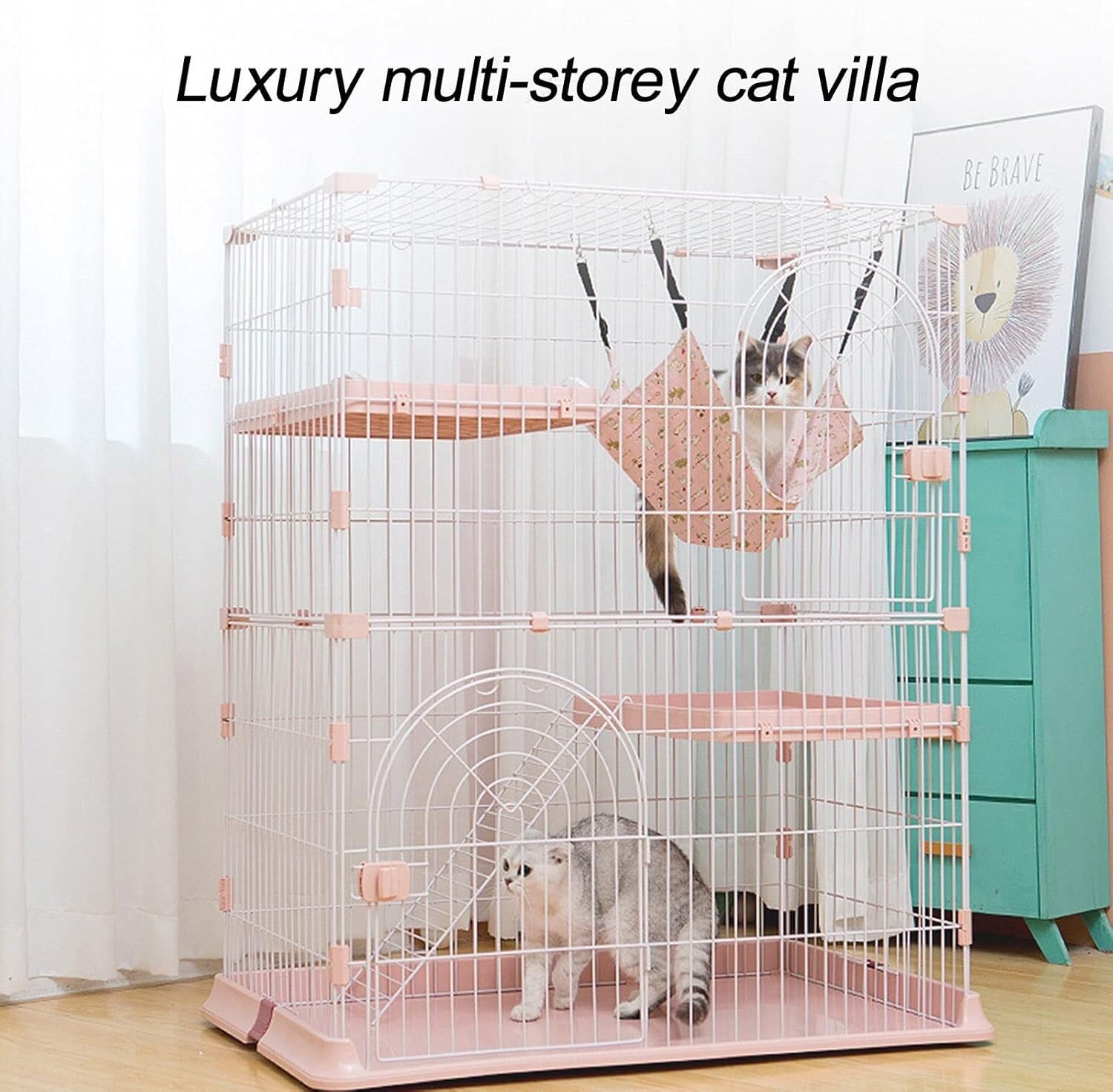 Gabbia for Piccoli Animali Domestici – Penna Metallica for Gatti e porcellini d'India(Green,100 * 65 * 175cm)