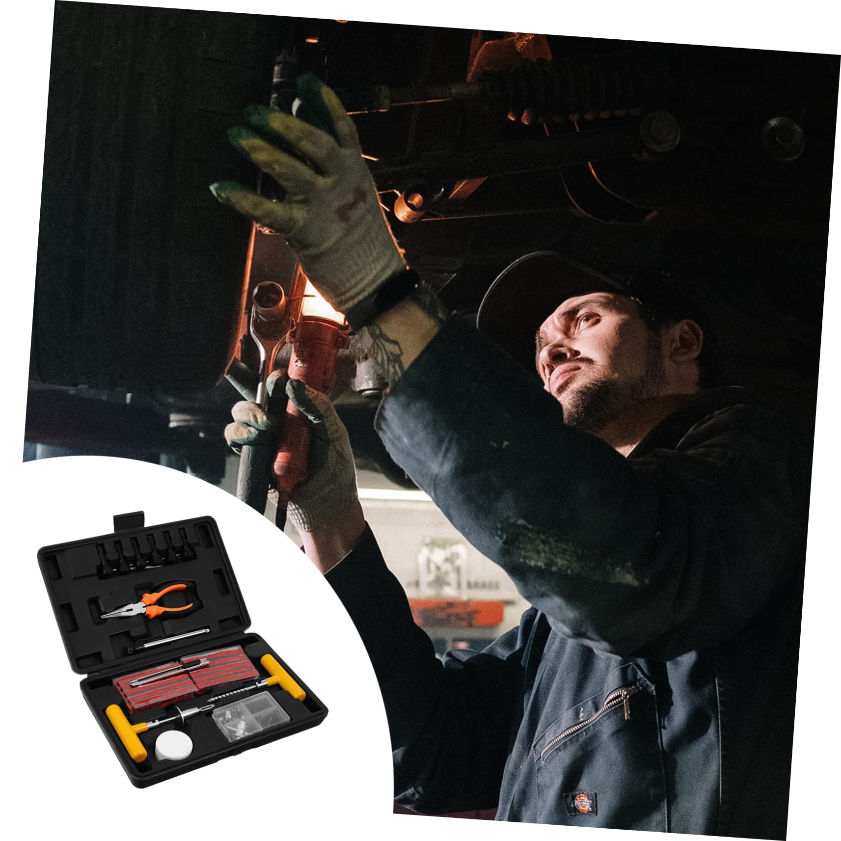 Kit di Riparazione Pneumatici Auto 100 Pezzi in Acciaio e Gomma | Kit di Riparazione Pneumatici Auto, Portatile e Facile da Usare, per Riparazioni Auto in Qualsiasi Momento