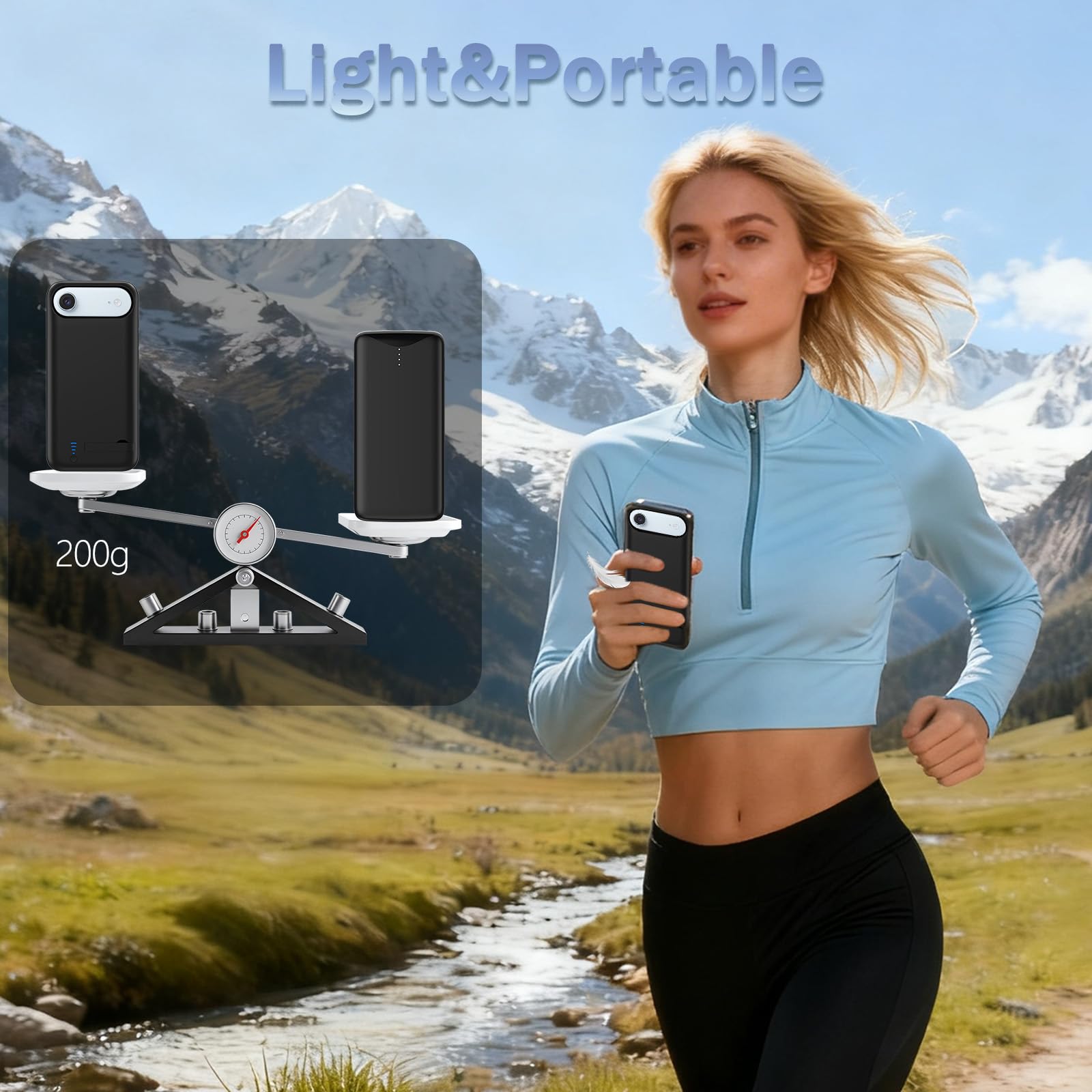 Cover Batteria per iPhone 17 Air(6,5"), 8500mAh Custodia Batteria Protettiva a 360° per Caricabatterie Portatile con Supporto, Power Bank Portatile Ricaricabile ed Espandibile (Nero)
