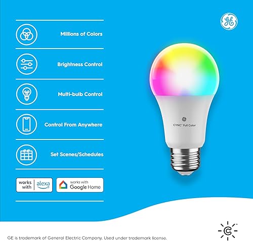 Miniatura 2 de Cync GE - Bombillas LED inteligentes A21, decoración de habitación que cambia de color, bombillas Bluetooth y WiFi, equivalente a 100 W, funciona