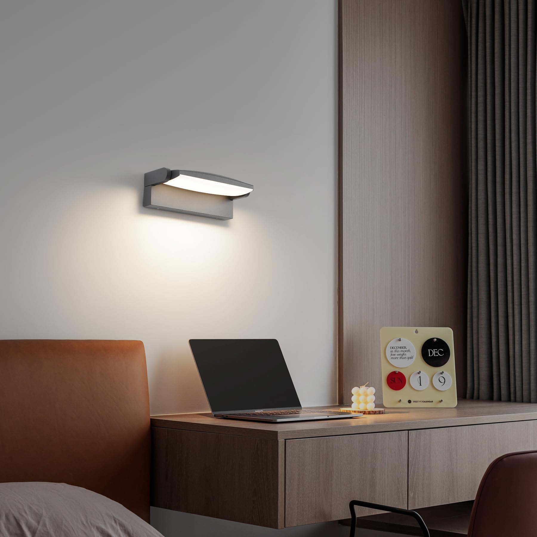 SANSHI Applique da esterno 30W con Pannello LED 350°regolabile,Grigio Scuro | 3000K/4000K/6500K luci da esterno,applique Impermeabile IP65,Lampada da parete esterno Per giardino terrazzo balcone
