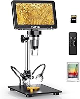 Vista 1 de Hayve Microscopio digital HDMI de 7 pulgadas, microscopio de moneda 1200X con pantalla IPS, microscopios de soldadura de 16MP con luces, soporte