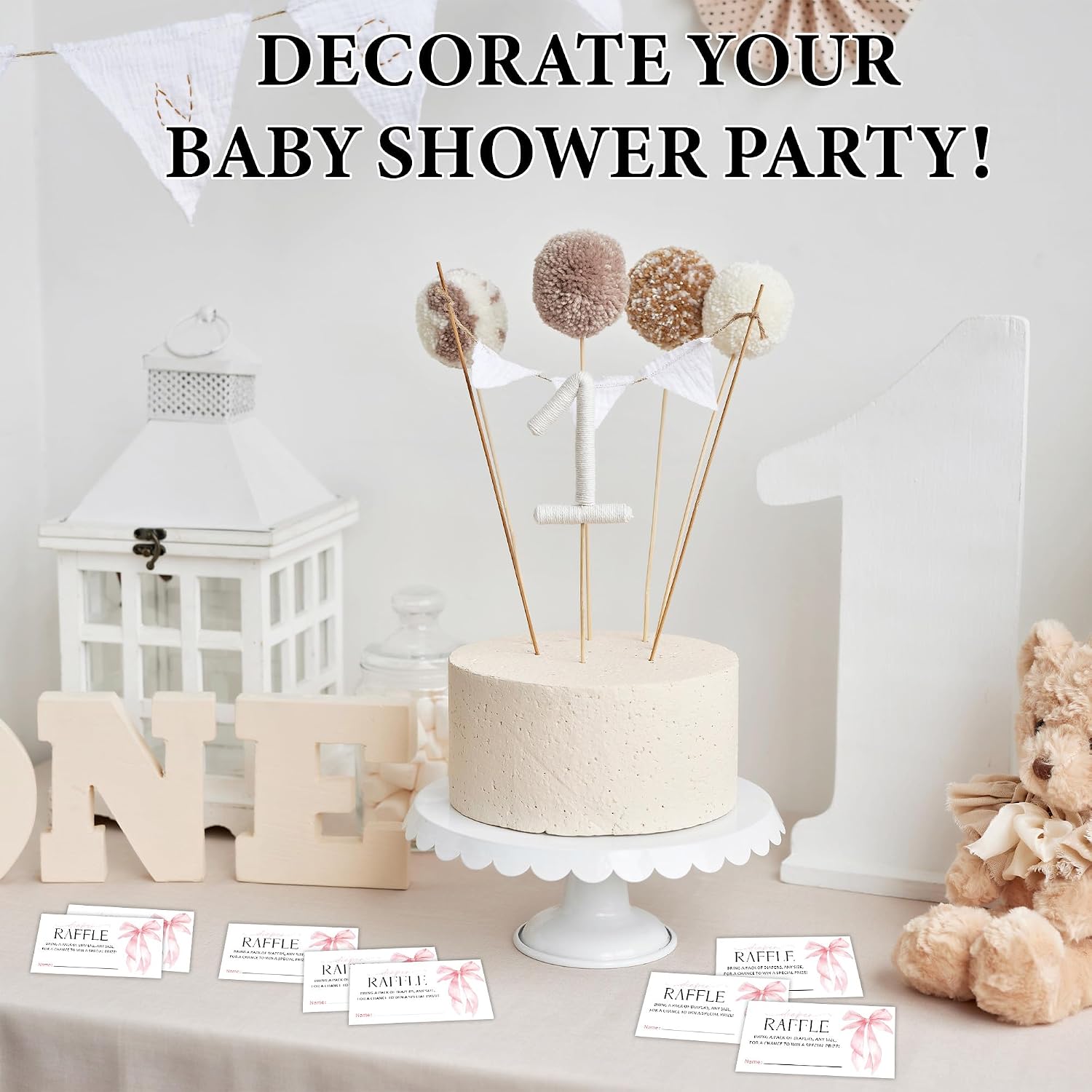 Pink Bow Design Diaper Raffle Ticket, Cute Diaper Raffle Card, Bring a Pack of Diapers to Win Favors, Baby Shower Activity Supplies, Gender Reveal Game-3.5 x 2.1 Inch