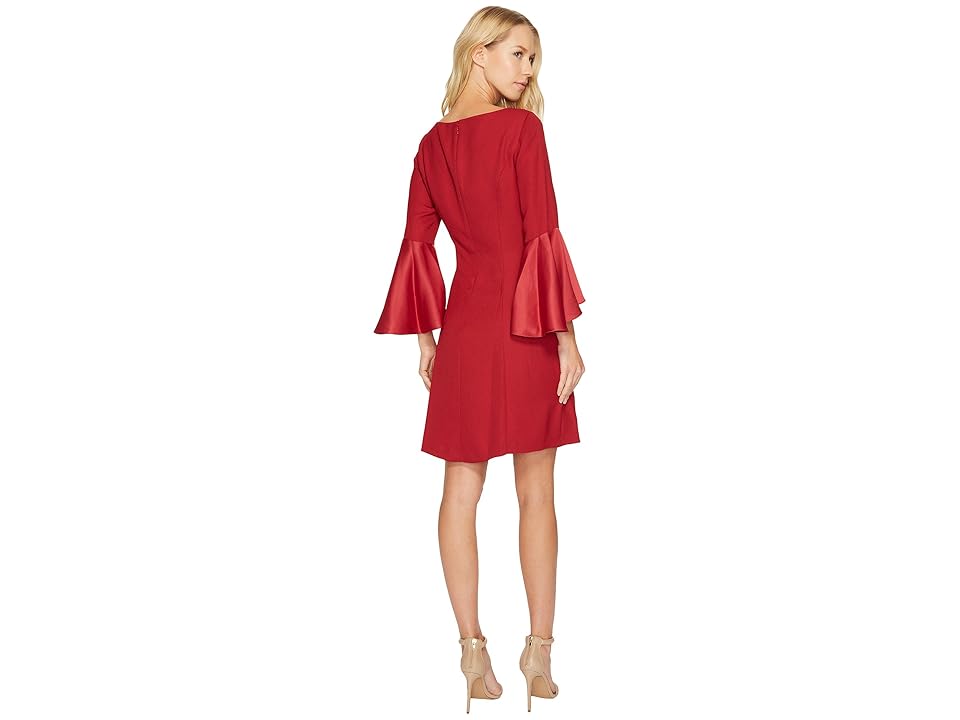 

Adrianna Papell Crepe Back Satin Ruffle Sleeve Dress (Matador Red) Women's Dress