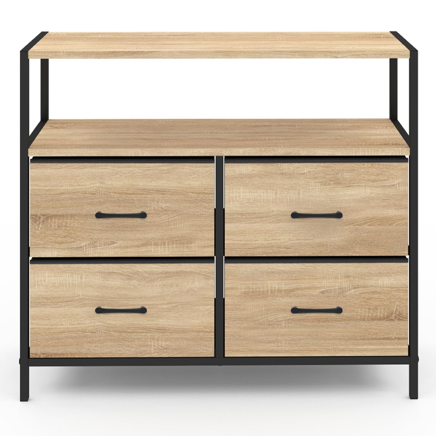 IDMarket - Cómoda con 4 cajones de tela Utah 80 cm, mueble de almacenamiento, diseño industrial