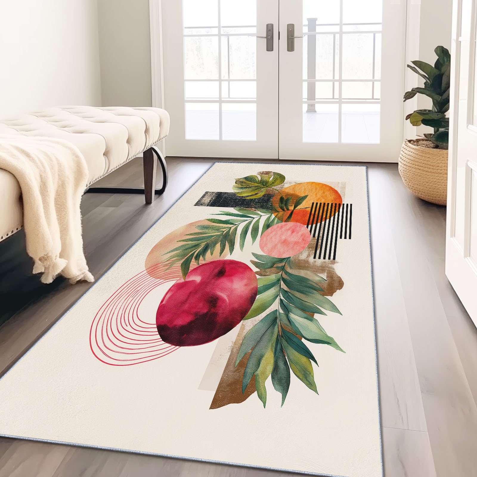 Tapis de Passage Lavable 60x240 Antidérapant à Poil Ras