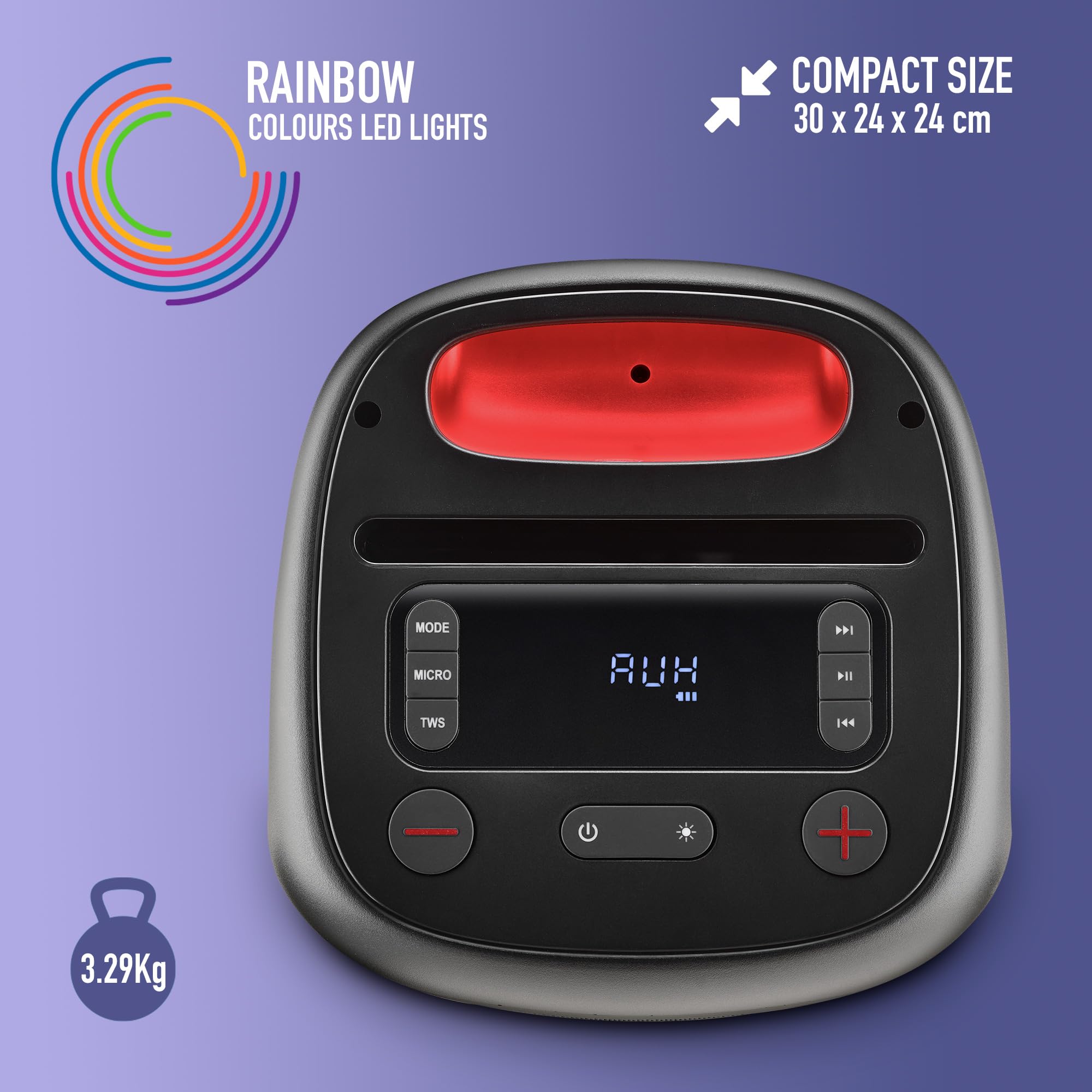 NGS Wild Swag Go-Altavoz portátil Compatible con tecnología Bluetooth 80W | Función TWS , entrada de micrófono y pantalla LED; batería de 10h. Entradas USB/TF/AUX IN y luces LED para fiestas.